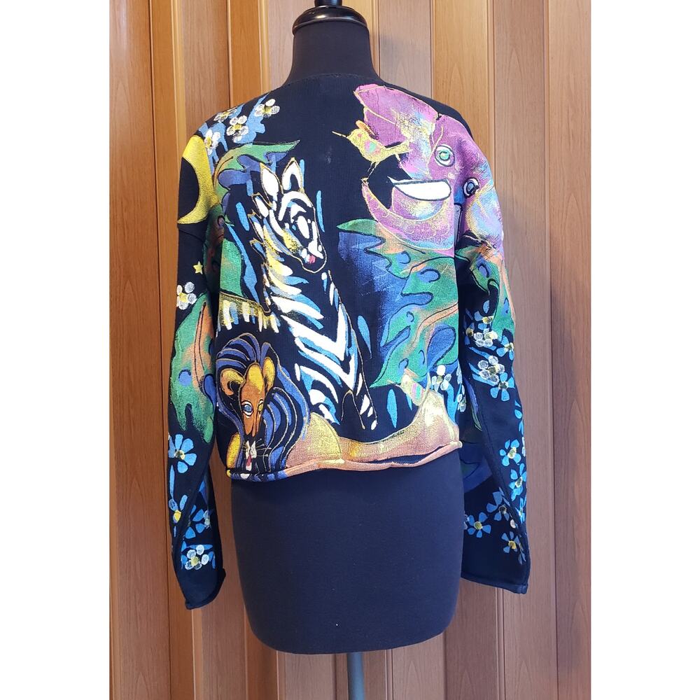 Kolorway size 2 = L/XL vintage colorful button-up sweater - Picture 4 of 5